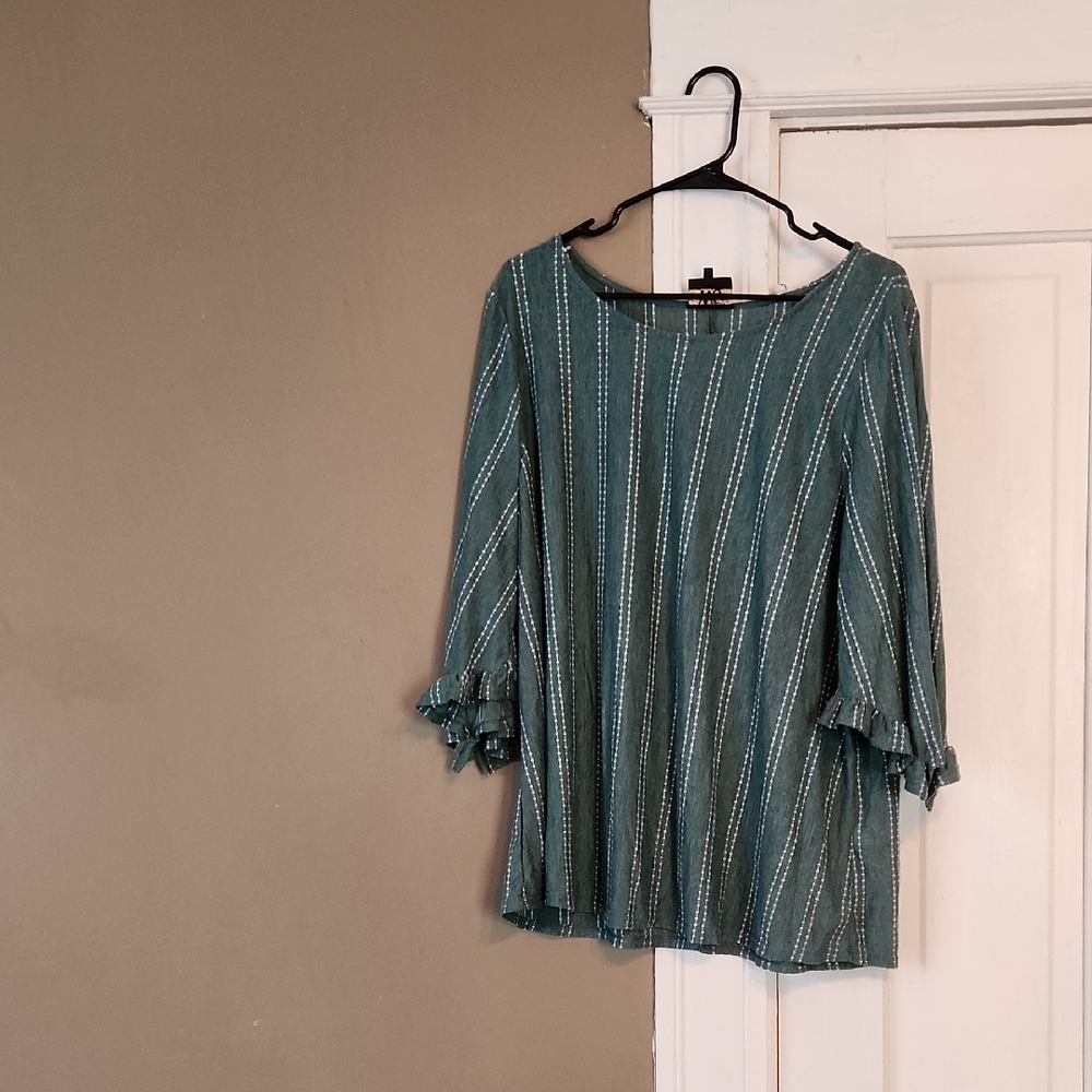 Teal Striped Women's Top